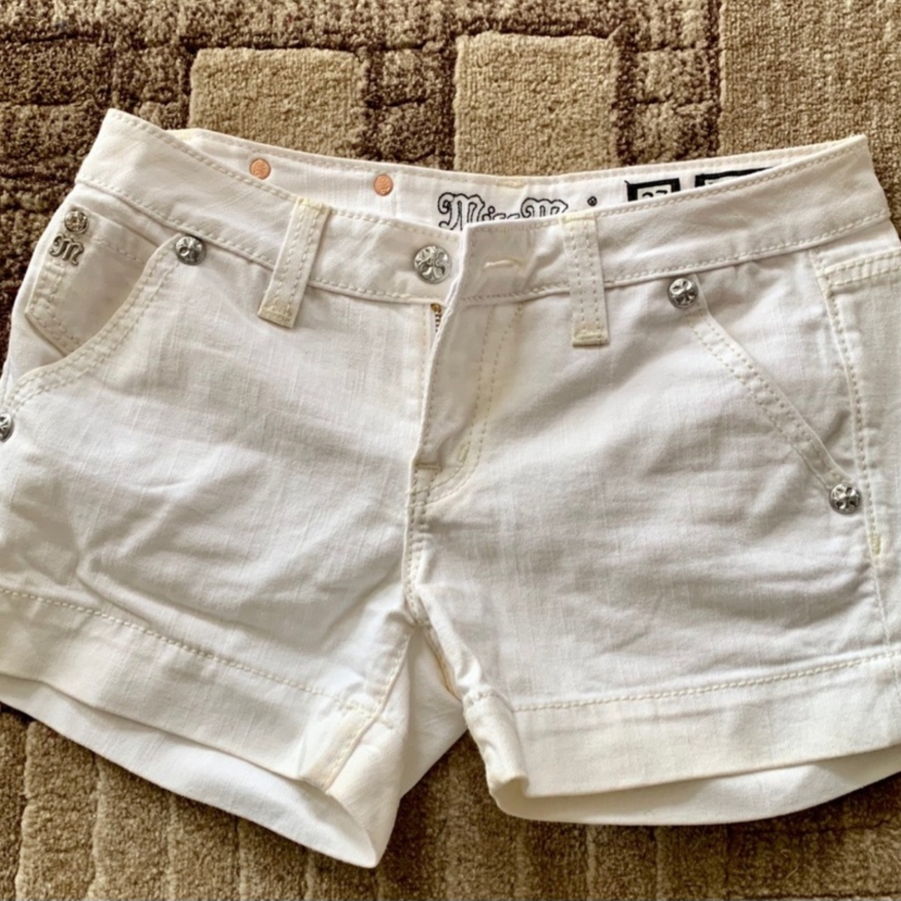 Miss Me White Jean Shorts Cuffed Casual